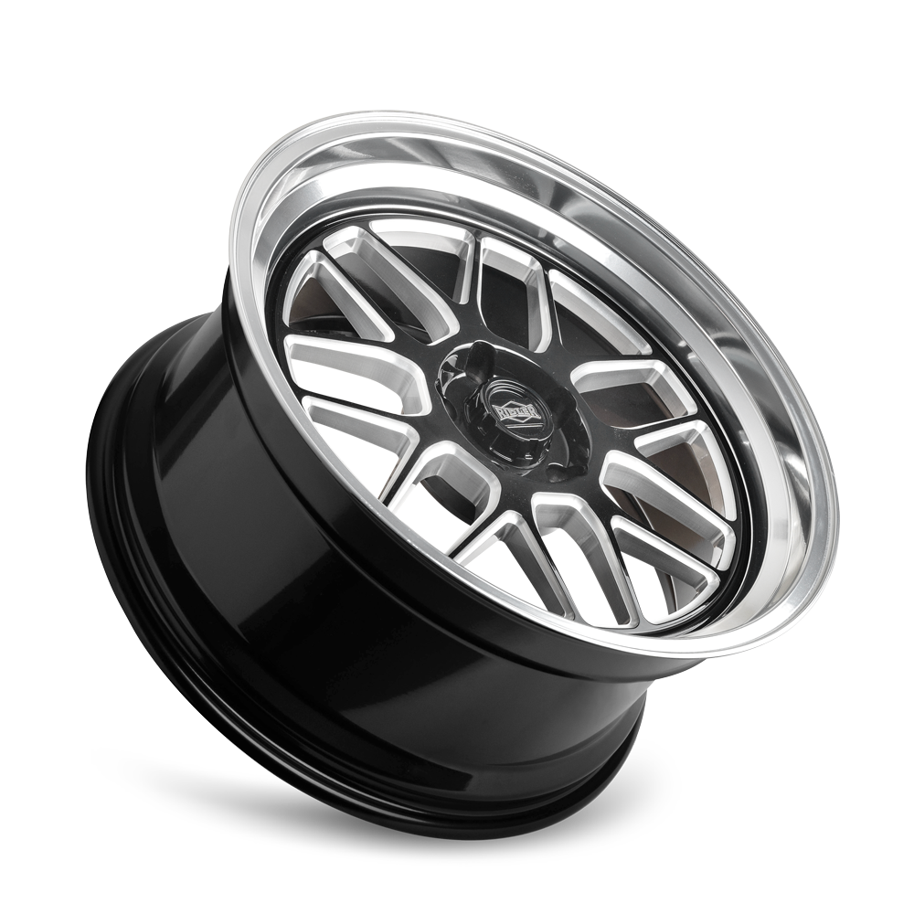 Ridler Wheels 611 17x8 5x120.65 0mm Gloss Black Milled with Diamond Cut Lip Wheel 611-7861GBMD