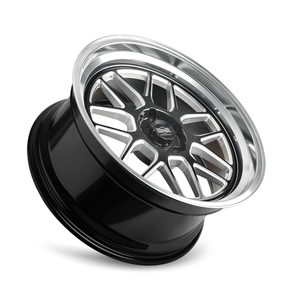 Ridler Wheels 611 18x8 5x127 0mm Gloss Black Milled with Diamond Cut Lip Wheel 611-8873GBMD