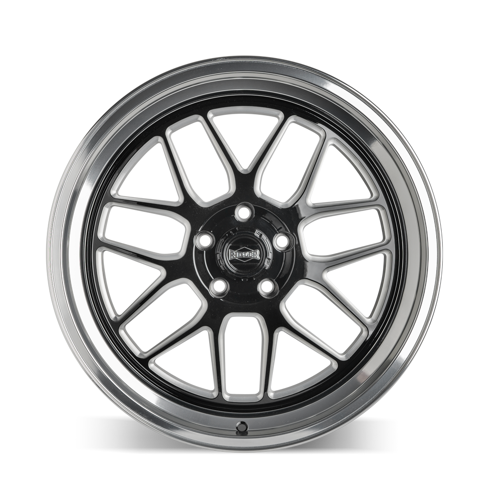 Ridler Wheels 611 20x8.5 5x120.65 0mm Gloss Black Milled with Diamond Cut Lip Wheel 611-2861GBMD