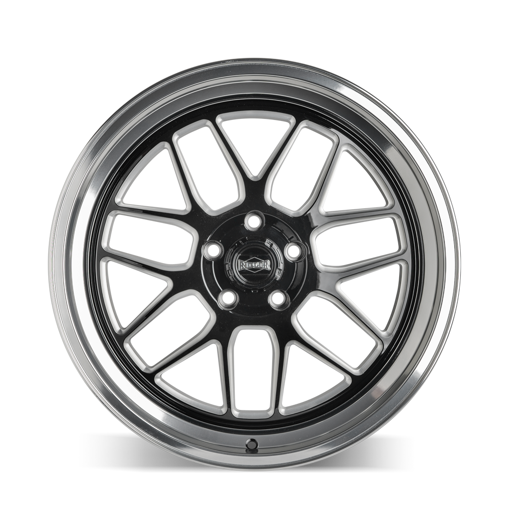 Ridler Wheels 611 18x8 5x127 0mm Gloss Black Milled with Diamond Cut Lip Wheel 611-8873GBMD