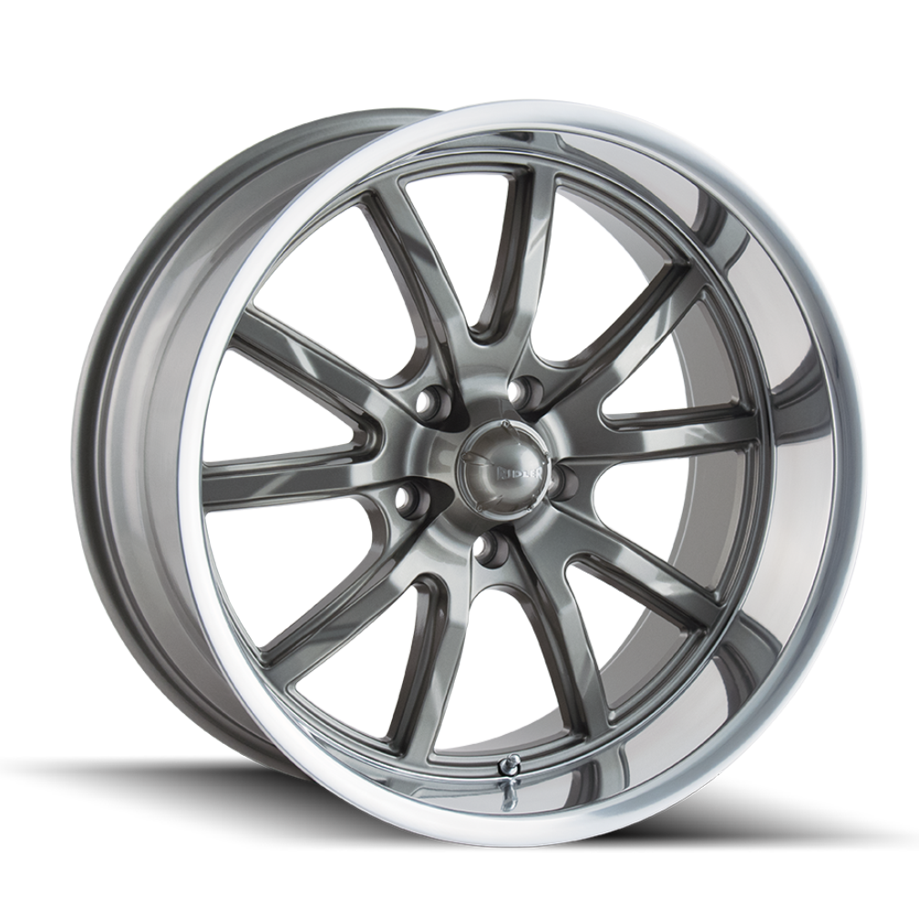 Ridler Wheels 650 18x9.5 5x120.65 0mm Grey with Polished Lip Wheel 650-8961G