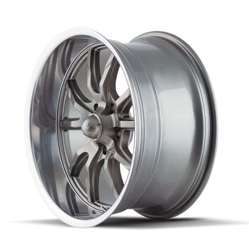 Ridler Wheels 650 17x8 5x114.3 0mm Grey with Polished Lip Wheel 650-7865G
