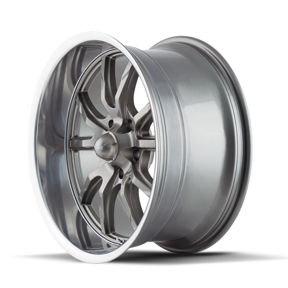 Ridler Wheels 650 18x8 5x120.65 0mm Grey with Polished Lip Wheel 650-8861G
