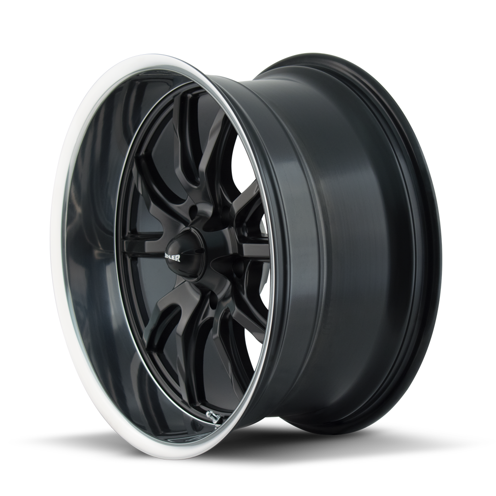 Ridler Wheels 650 17x8 5x120.65 0mm Matte Black with Polished Lip Wheel 650-7861MB