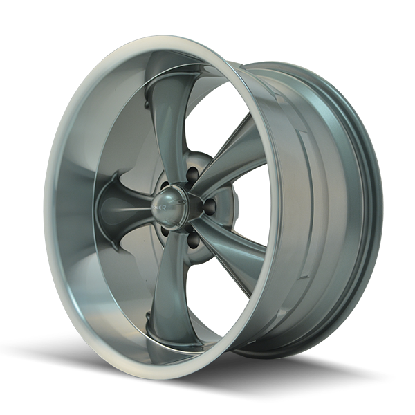 Ridler Wheels 695 18x8 5x127 0mm Gloss Grey with Machined Lip Wheel 695-8873G