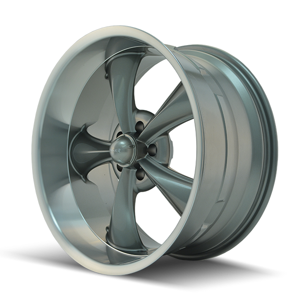 Ridler Wheels 695 17x8 5x120.65 0mm Gloss Grey with Machined Lip Wheel 695-7861G