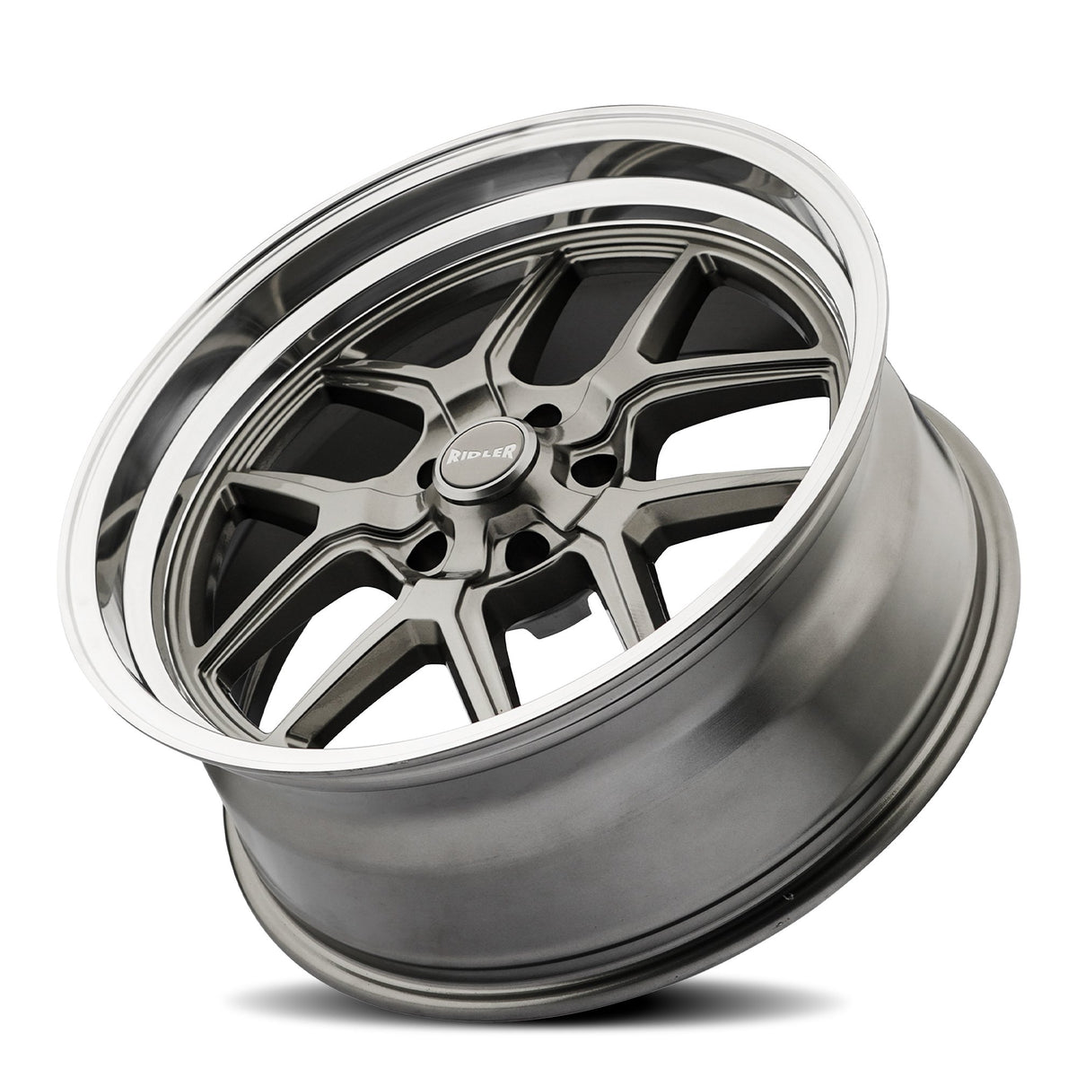 Ridler Wheels 610 17x7 5x127 0mm Grey with Polished Lip Wheel 610-7773G