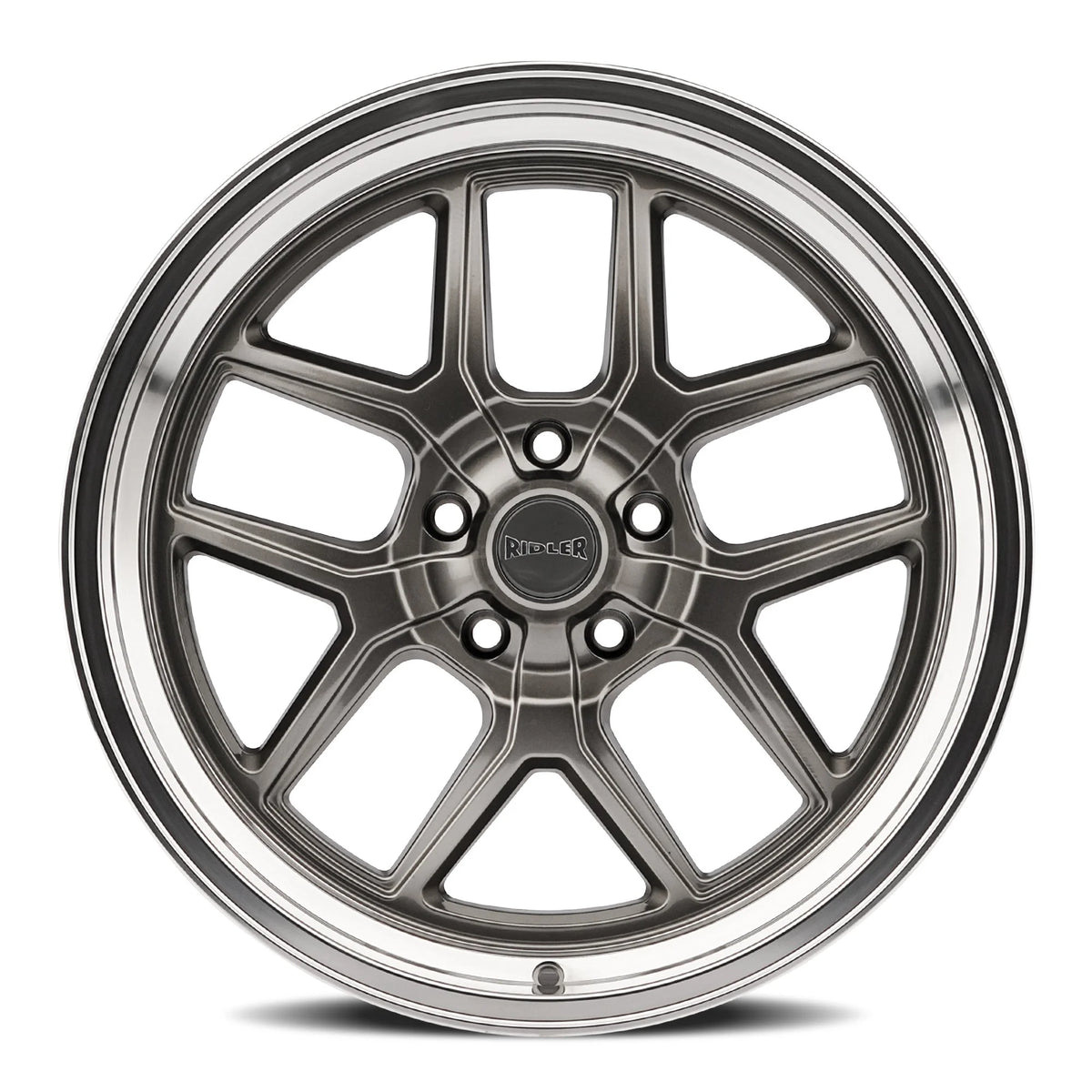 Ridler Wheels 610 17x7 5x127 0mm Grey with Polished Lip Wheel 610-7773G