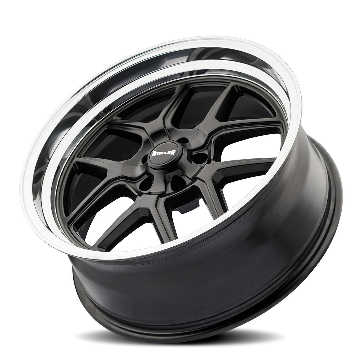 Ridler Wheels 610 17x8 5x120.65 0mm Matte Black with Polished Lip Wheel 610-7861MB
