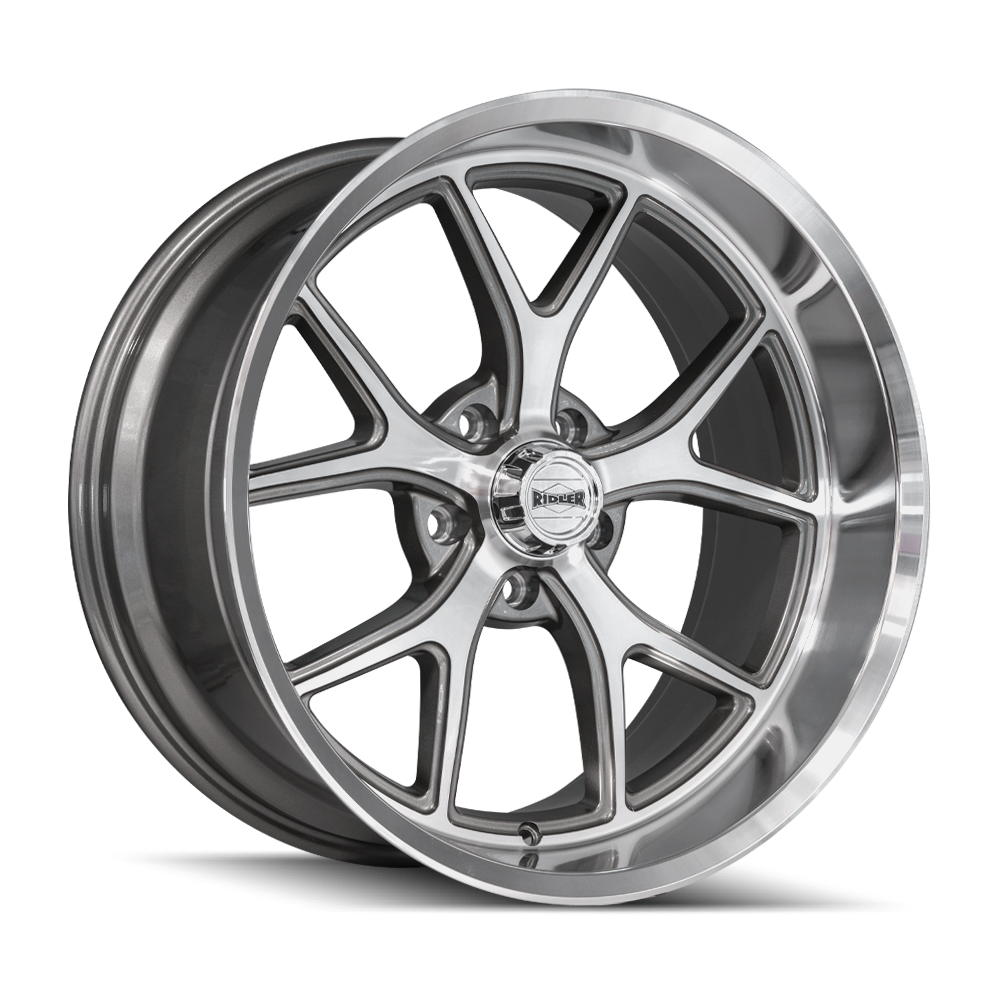 Ridler Wheels 661 20x8.5 5x127 0mm Gloss Grey with Diamond Cut Face and Lip Wheel 661-2873GGD
