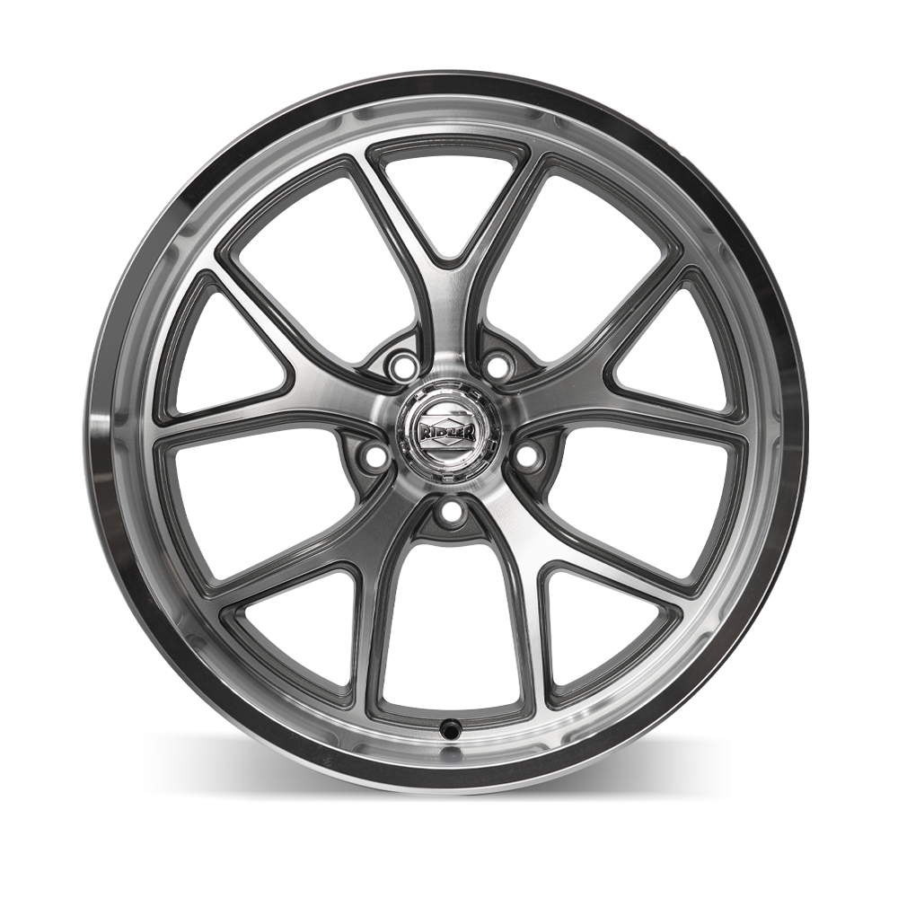 Ridler Wheels 661 20x8.5 5x127 0mm Gloss Grey with Diamond Cut Face and Lip Wheel 661-2873GGD