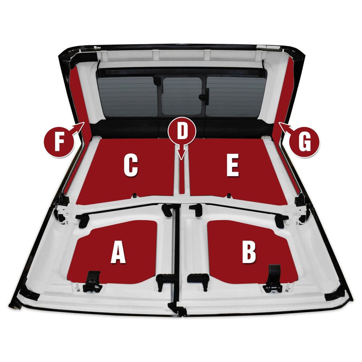 DEI for 2020-2022 Jeep Gladiator JT 4-Door Boom Mat Complete Headliner Kit - 7 Piece - Black