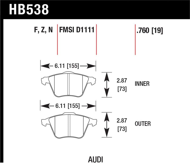 Hawk Performance HB538B.760 HPS 5.0 Street Brake Pads