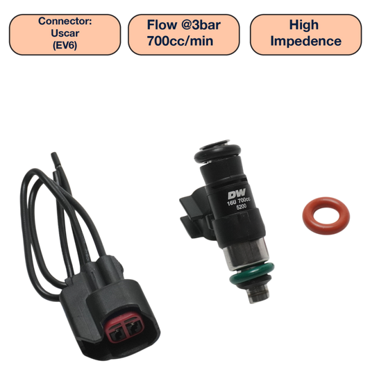DeatschWerks Universal 700cc Single Fuel Injector / 34mm Length / 14mm O-Ring Seals