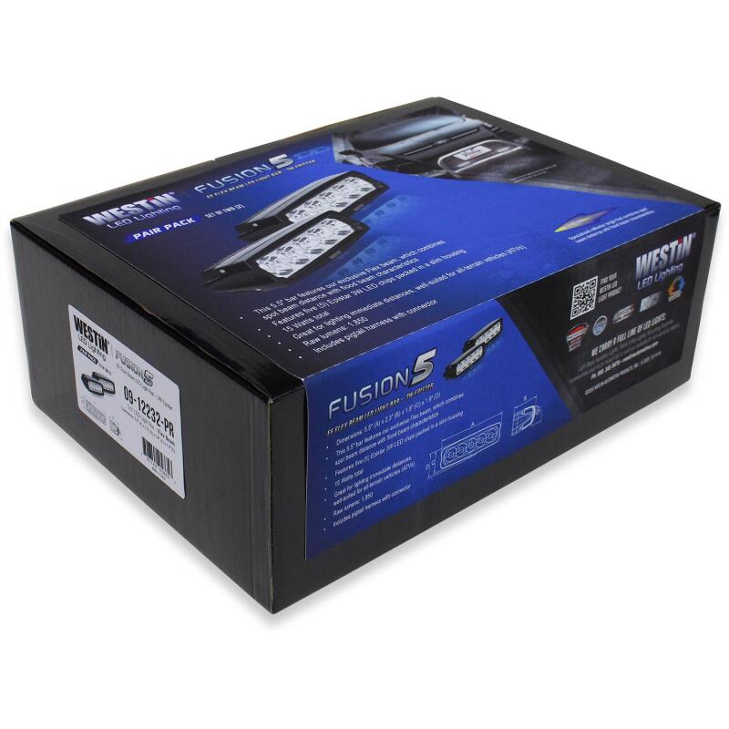 Westin 09-12232-PR Fusion5 LED Light Bar Single Row 5.5 inch Flex with 3W Epistar (Set of 2) Black