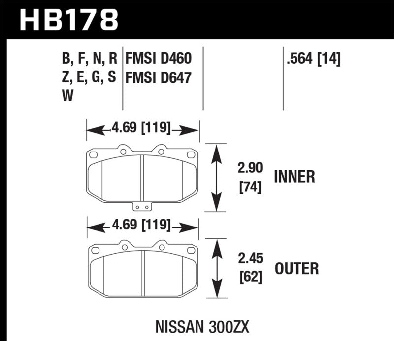 Hawk Performance HB178E.564 Blue 9012 Motorsport Brake Pads
