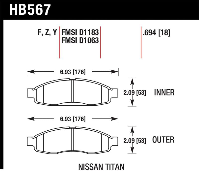 Hawk Performance HB567Y.694 LTS Light Truck and SUV Street Brake Pads