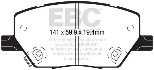 EBC 2015+ Fiat 500X 1.4L Turbo Yellowstuff Front Brake Pads DP42239R