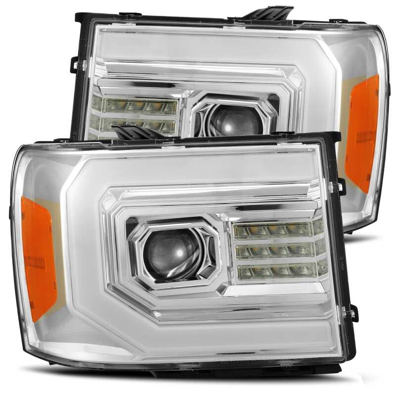 AlphaRex 880096 07-13 GMC Sierra 1500 (No Classic) LUXX-Series LED Projector Headlights Chrome with Activation Light & Sequential Signal / DRL