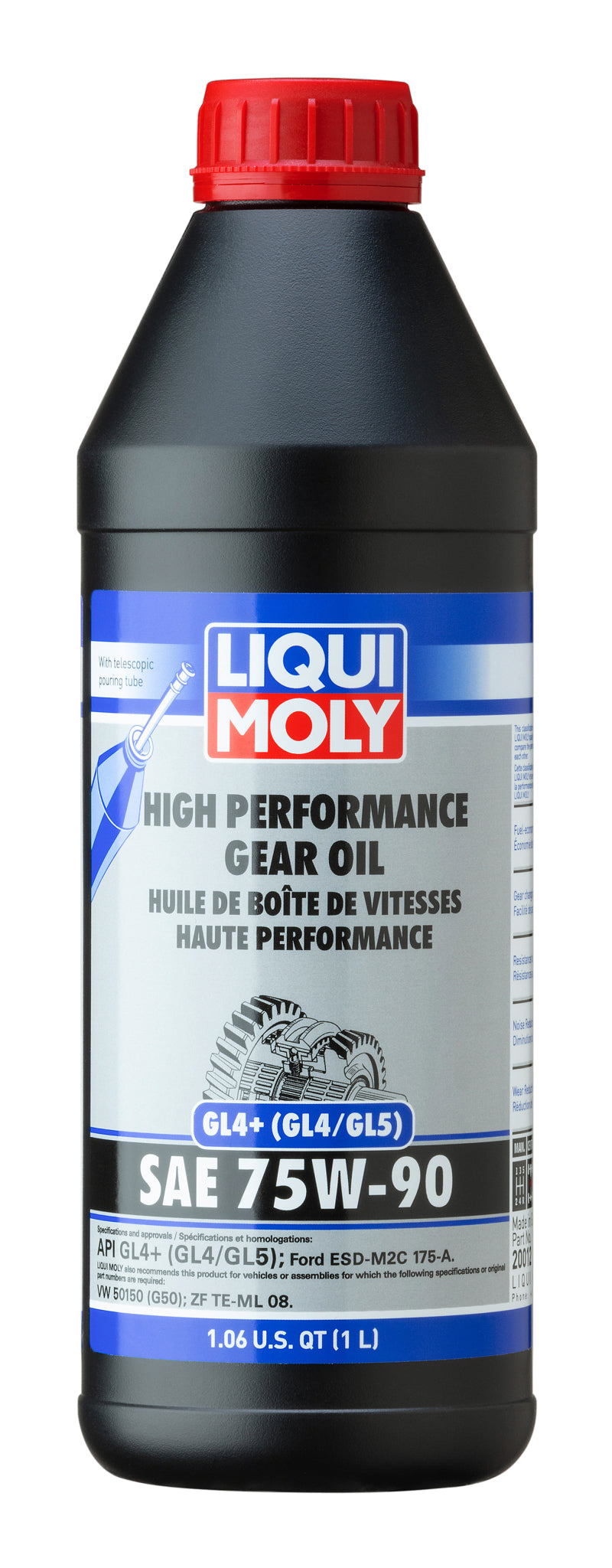 LIQUI MOLY 1L High Performance Gear Oil (GL4+) SAE 75W-90 (20012) - Pack of 6