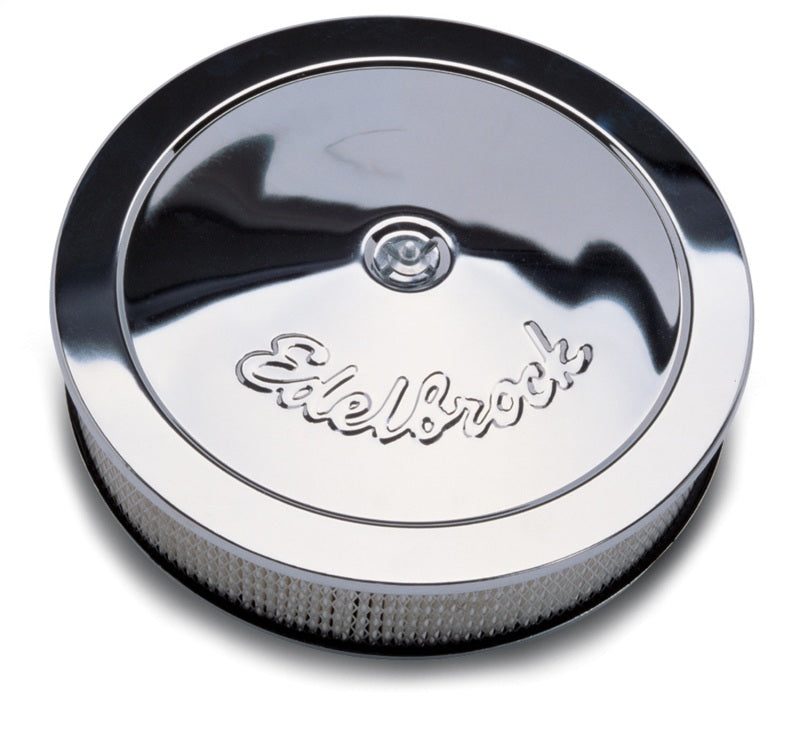 Edelbrock 1221 Pro-Flo Round Air Cleaner 14 x 3-3/4 in Dropped Base Chrome