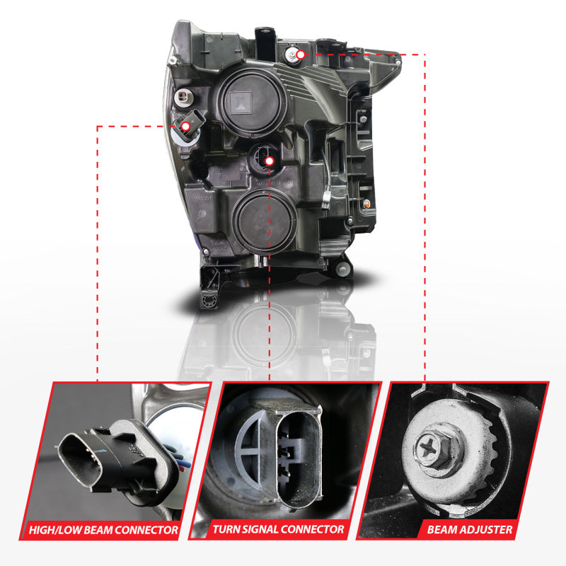 ANZO 2021-2023 Ford F-150 LED Projector Headlights - Black Housing / Clear Lens - Passenger Side