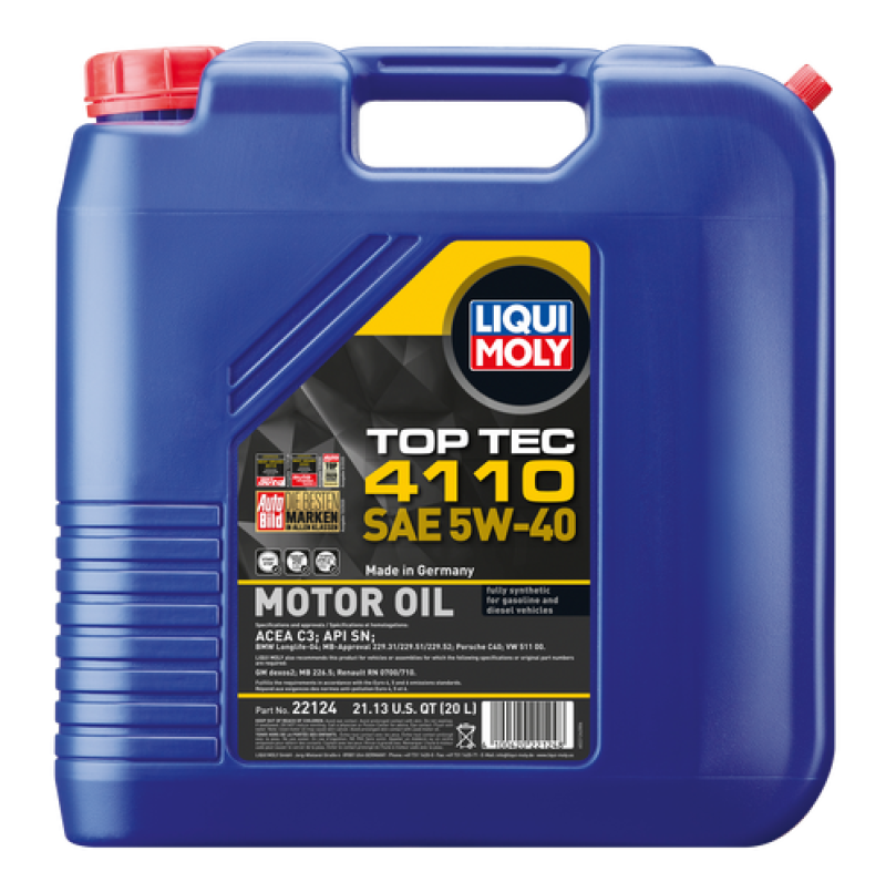 LIQUI MOLY 20L Top Tec 4110 Motor Oil SAE 5W-40 (22124)