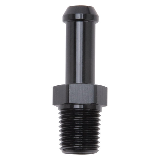 Edelbrock 8191 Hose End Straight 1/4 in NPT to 3/8 in Barb Black Anodized