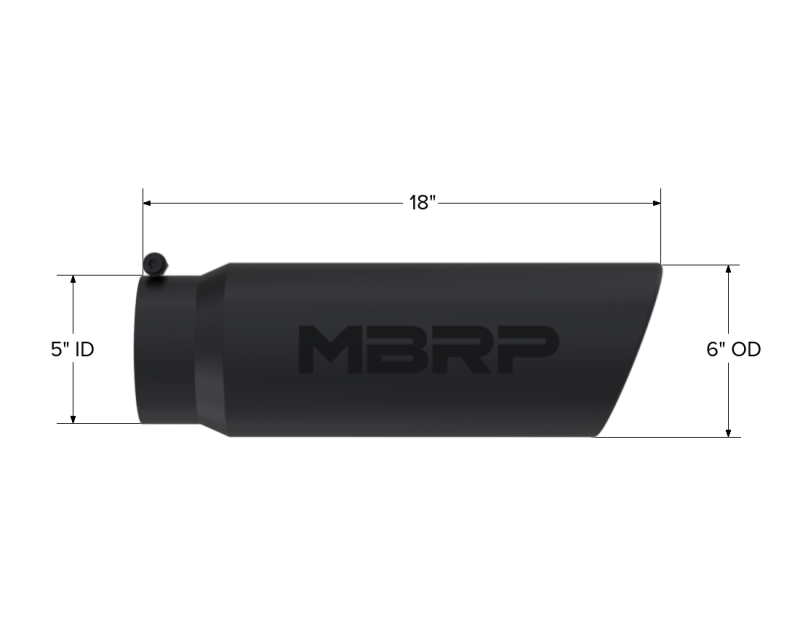 MBRP T5125BLK Black Finish 5in Inlet 18in Length 6in Outer Diameter Angled Rolle...