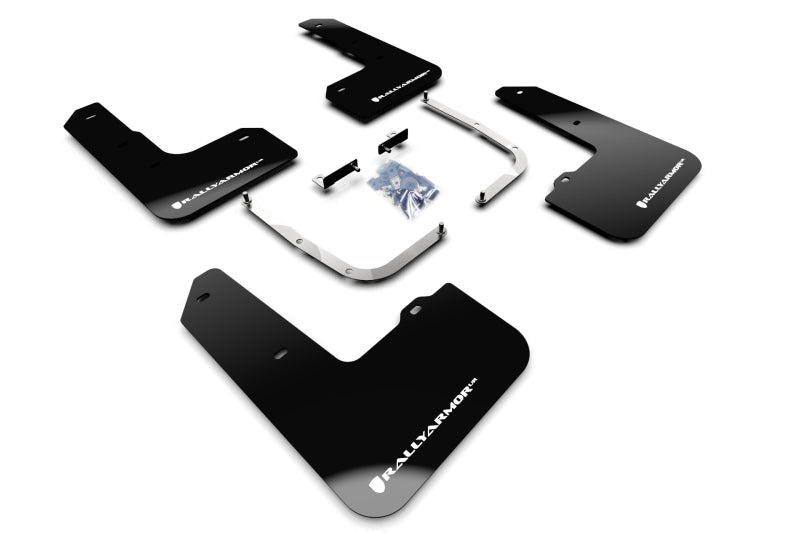 Rally Armor UR Mud Flaps - 2019-2022 Hyundai Veloster N - Black/White Logo - #MF57-UR-BLK/WH