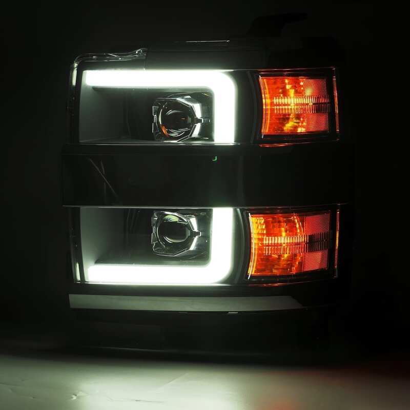 AlphaRex 880225 15-19 Chevrolet Silverado 2500 HD PRO-Series Headlight Plank Chrome w/Activation Light/Sequential Signal/DRL