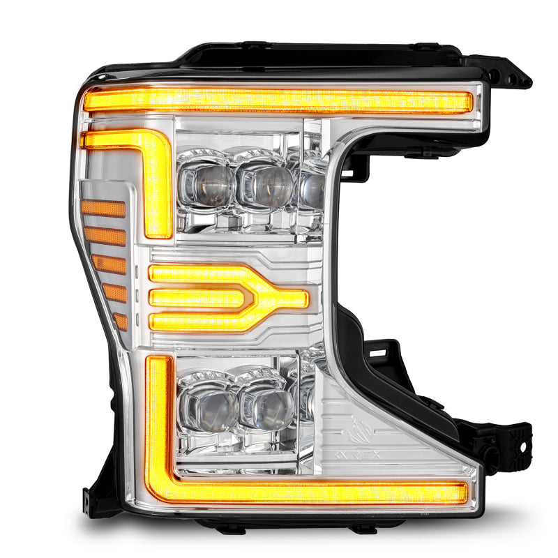 AlphaRex 880339 20-22 Ford F-250/350/450/550 SD NOVA-Series LED Projector Headlights Chrome with Sequential Signal & Switchback DRL