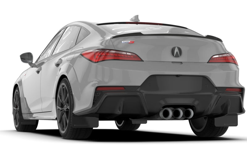 Rally Armor Mud Flaps - 2023-2025 Acura Integra - RAL UR Blk Flap/Dark Grey Logo - #MF109-UR-BLK-DGRY