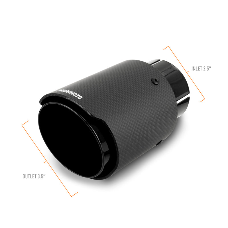 Mishimoto Carbon Fiber Muffler Tip 2.5in Inlet 3.5in Outlet Black - #MMEXH-TIP-CF25BK