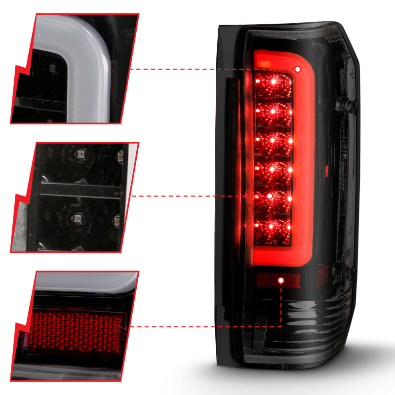 ANZO 1987-1997 Ford F-350 LED Taillights - Smoke Lens