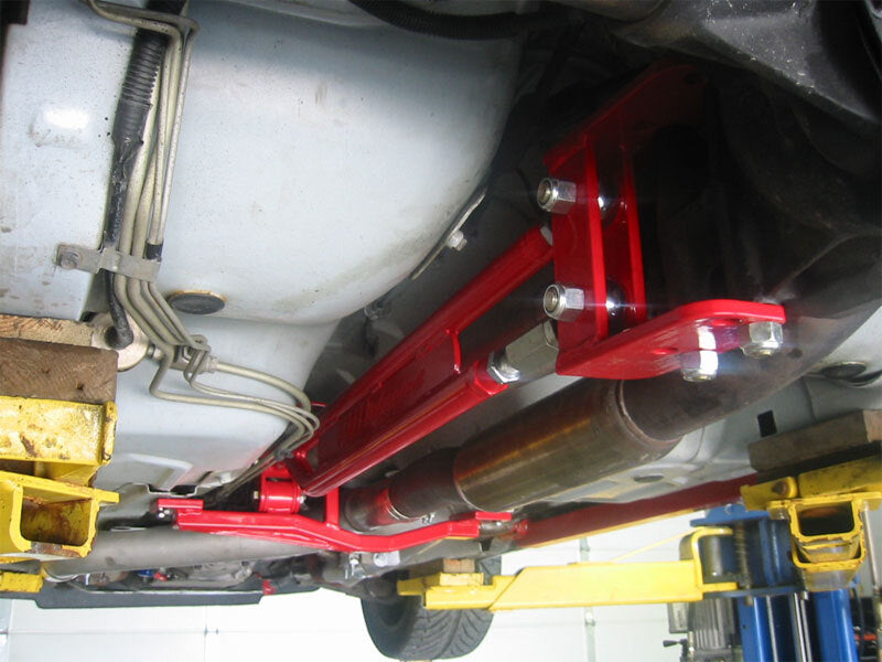 UMI Performance 2203AS-R Tunnel Brace Mount Long Tube Header-Ups with Loop Red