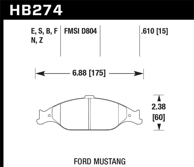 Hawk Performance HB274E.610 Blue 9012 Motorsport Brake Pads