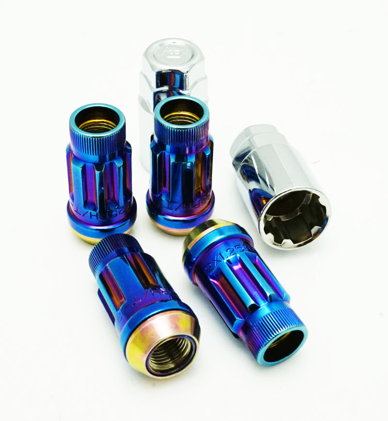 Wheel Mate 34937UN Muteki SR45R Locking Lug Nut Set Burned Blue Neon M12x1.25 45mm