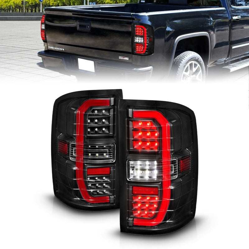 ANZO 14-19 GMC Sierra 1500 Full LED Taillights Black Housing Clear Lens (w/C Light Bars)