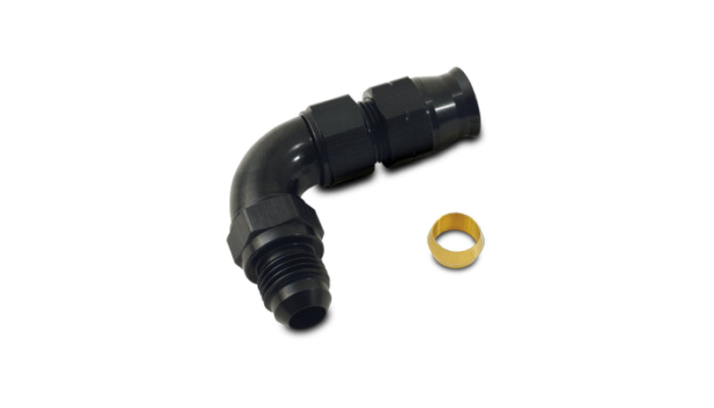 Vibrant 90 Degree 1/2in Tube to Male -8AN Flare Adapter w/Olive Inserts