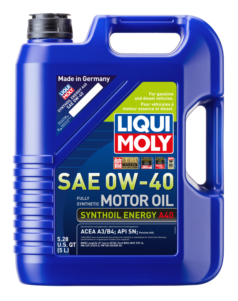 LIQUI MOLY 5L Synthoil Energy A40 Motor Oil SAE 0W-40 (2050) - Pack of 4