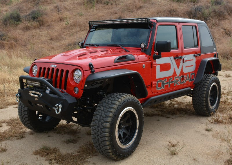 DV8 Offroad 07-18 Jeep Wrangler JK Metal Heat Dispersion Hood - Primer Black - #HDMB07-02