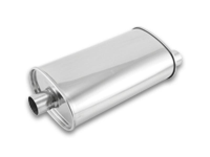 Vibrant 2in Inlet/Dual Outlet (Center In - Offset Out) StreetPower Oval Muffler