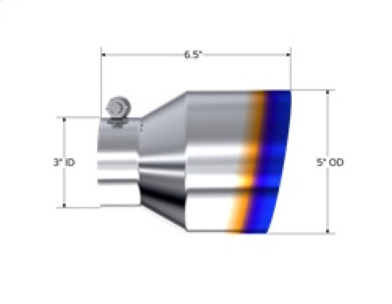MBRP T304 Burnt End Exhaust Tip - 3in. ID / 5in. OD / 6.5in. Length