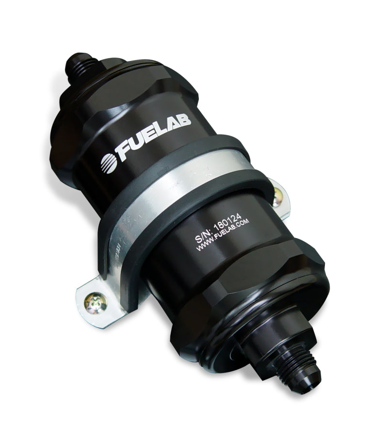 Fuelab 81822-1 818 In-Line Fuel Filter Standard -8AN In/Out 100 Micron Stainless - Black