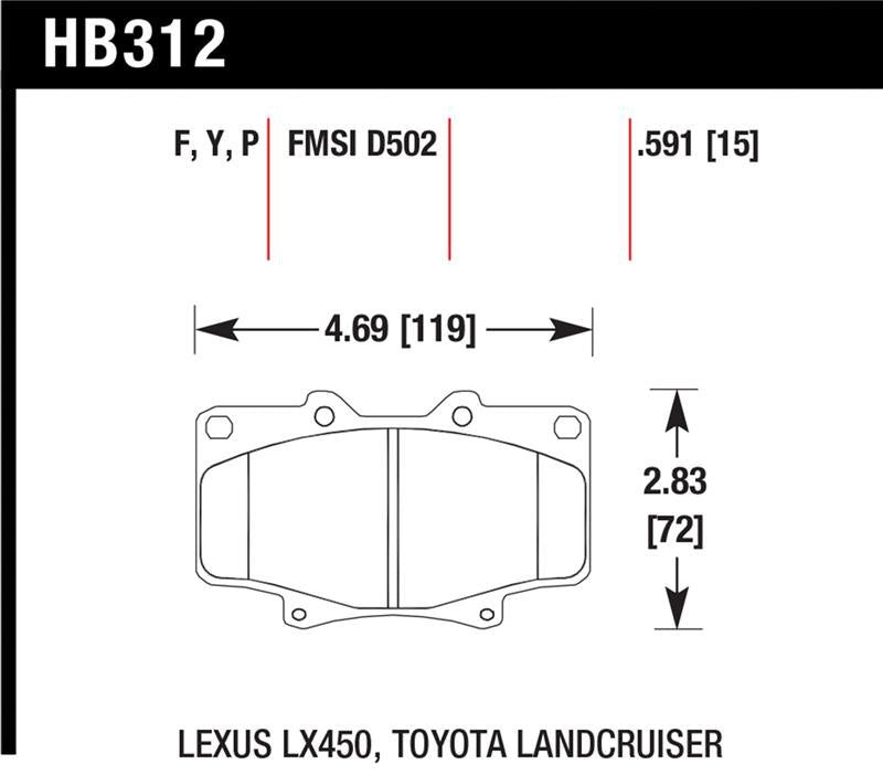 Hawk Performance HB312Y.591 LTS Light Truck and SUV Street Brake Pads