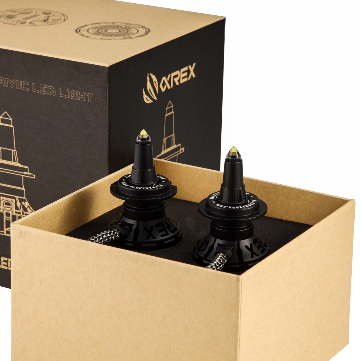 AlphaRex 110003 Black Ammo Panoramic LED Light Bulbs - 9006