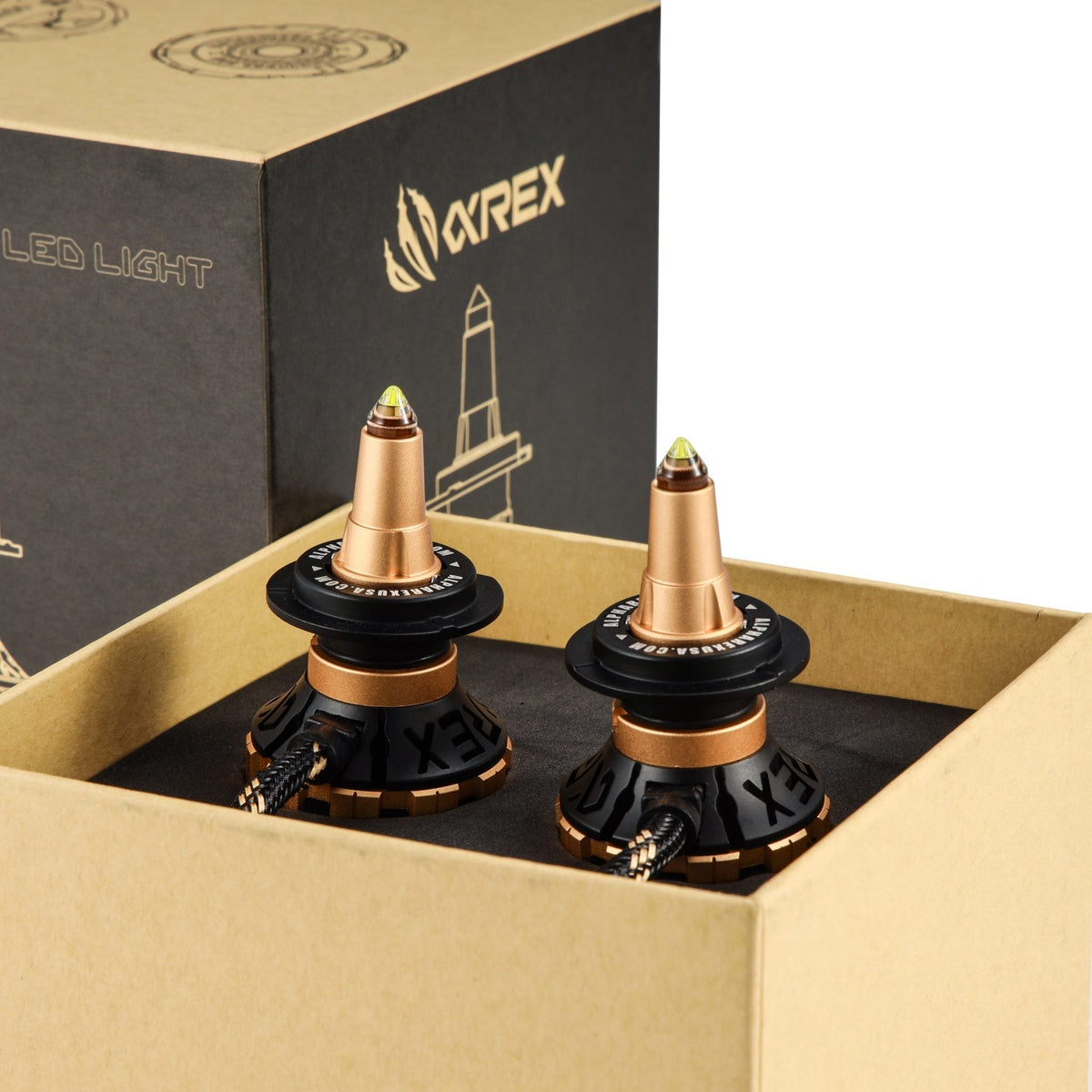 AlphaRex 110004 Gold Ammo Panoramic LED Light Bulbs - 9006
