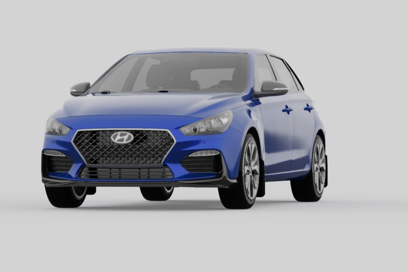 Rally Armor UR Mud Flaps - 2019-2020 Hyundai Elantra GT - Black/White Logo - #MF59-UR-BLK/WH