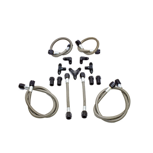 Snow Performance SNO-40045-BRD Water Quad Nozzle Stainless Steel Braided Line Upgrade